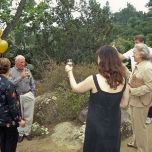 Dedication event, new stone bench in Desert Section, Pritzlaff Bench, 2000
