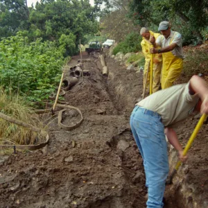 Broken water main in the Meadow