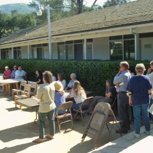 Fire drill in Garden courtyard