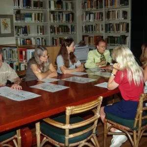 Fire drill training in Garden library, SBBG staff emergency preparation exercise, Courtyard