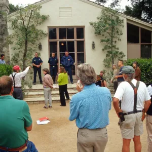 Fire Drill, SBBG staff emergency preparation exercise, Courtyard
