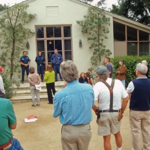 Fire Drill, SBBG staff emergency preparation exercise, Courtyard