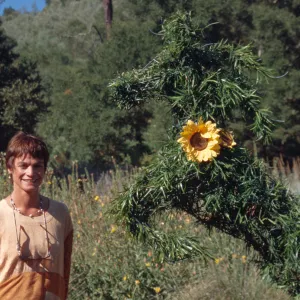 artist with garden topiary, Garden Works Event