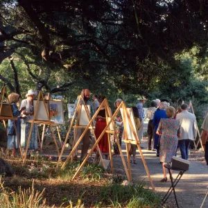 'Art Inspired in the Garden' fundraiser event, under the Meadow Oaks