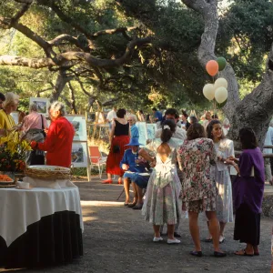 'Art Inspired in the Garden' fundraiser event, under the Meadow Oaks