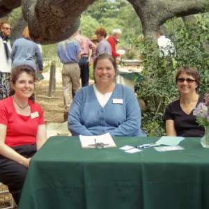 Tracy Rogers, Joan Evans and Sheryl Kelly, Volunteer Luncheon 2002, under the Meadow Oaks