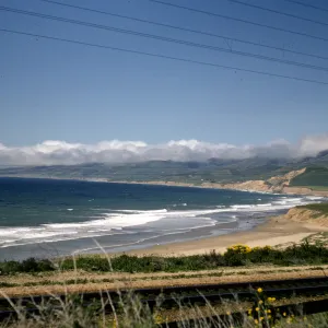 Jalama, looking north, railroad tracks, power lines
