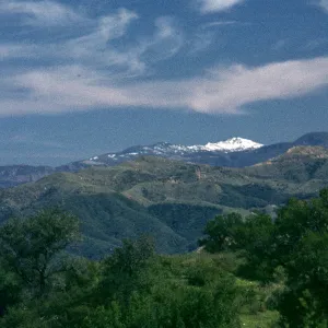 snow on San Rafael Mountains from West Camino Cielo