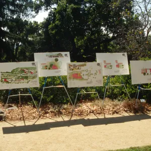 proposed development illustration display, Ironwood Circle Event, 1994, at the Home Demonstration Garden, exhibit panels