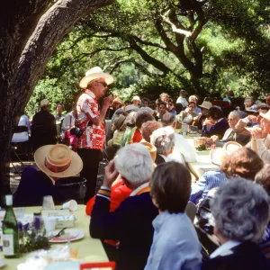 SBBG Members BBQ, 1983, under the oaks