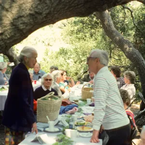 SBBG Members Day Picnic, 1986, under the oaks