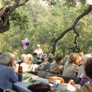 SBBG Members Day Picnic, 1986, under the oaks