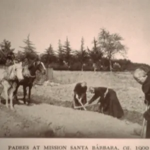 Padres at Mission Santa Barbara, ca. 1900