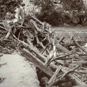 Mission Dam flood debris 