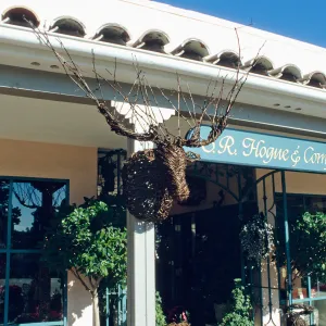 CA, Montecito, Xmas decor, shop sculpture, twigs art