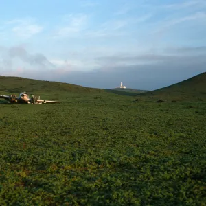 plane wreck, lighthouse, Mesembryanthemum crystallinum, Natividad I.