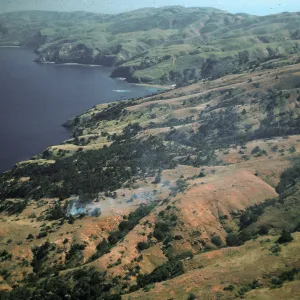 Santa Cruz Island, fire just East of Twin Harbor