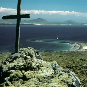San Martin Island, view of Hassler Cove & mainland, from East Peak