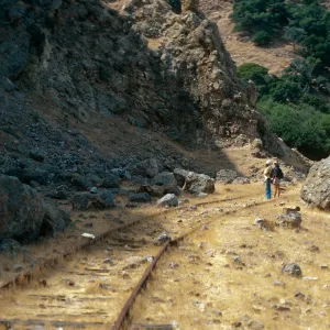 Santa Cruz Island, Frys Harbor, remains of railroad tracks