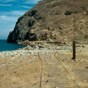 Santa Cruz Island, Frys Harbor, old railroad tracks