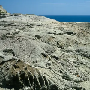 Santa Cruz Island, eroded flats, just North of Near Point
