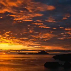Santa Cruz Island, sunrise over Anacapa Island & Scorpion Bay