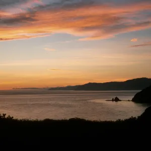 Middle Anacapa Island, sunset, over West Anacapa Island, Santa Cruz Island