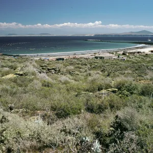 San Martin Island, view of fishing village, Hassler Cove & mainland