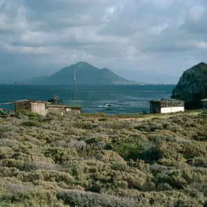 Fishing camp on Isla Todos Santos del Sur looking towards Punta Banda peninsula