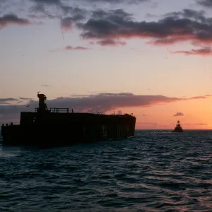 Cedros Island, empty salt barge off South end of Cedros Island, sunrise