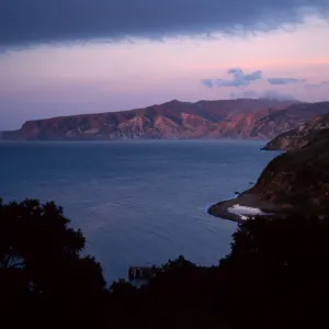 Santa Cruz Island, dusk over Prisoners Harbor