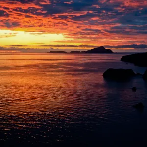 Santa Cruz Island, sunrise over Anacapa Island & Scorpion Bay