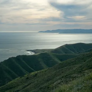 Santa Rosa, Gull Island from ridge, West of Alamos Canyon, Santa Cruz Island