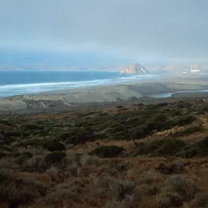 view of Morro Bay from road to Montaña de Oro, San Luis Obispo County