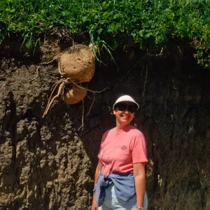 Marah root w/Marla, Pozo Canyon, Santa Cruz Island