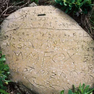 inscription behind church building, East Anacapa Island