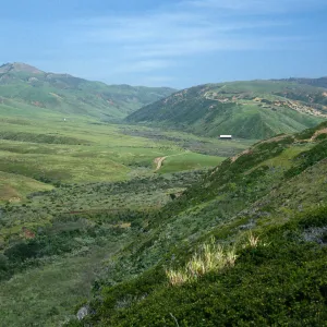 view of Christy barn, Santa Cruz Island