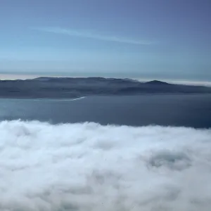 view of Santa Rosa Island, fog over West end of Santa Cruz Island