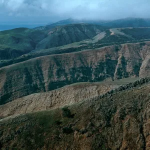 erosion, Southeast end, East of MontaÃ±on Canyon, looking West, Santa Cruz Island