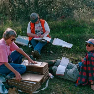 Garden Research field trip, Ft. Hunter-Liggett, Santa Lucia Mountains, Beth Painter, Liz Neese, Lisa Metz, April, 1996
