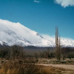 Clouds over Sierra crest, Owens Valley rain shadow